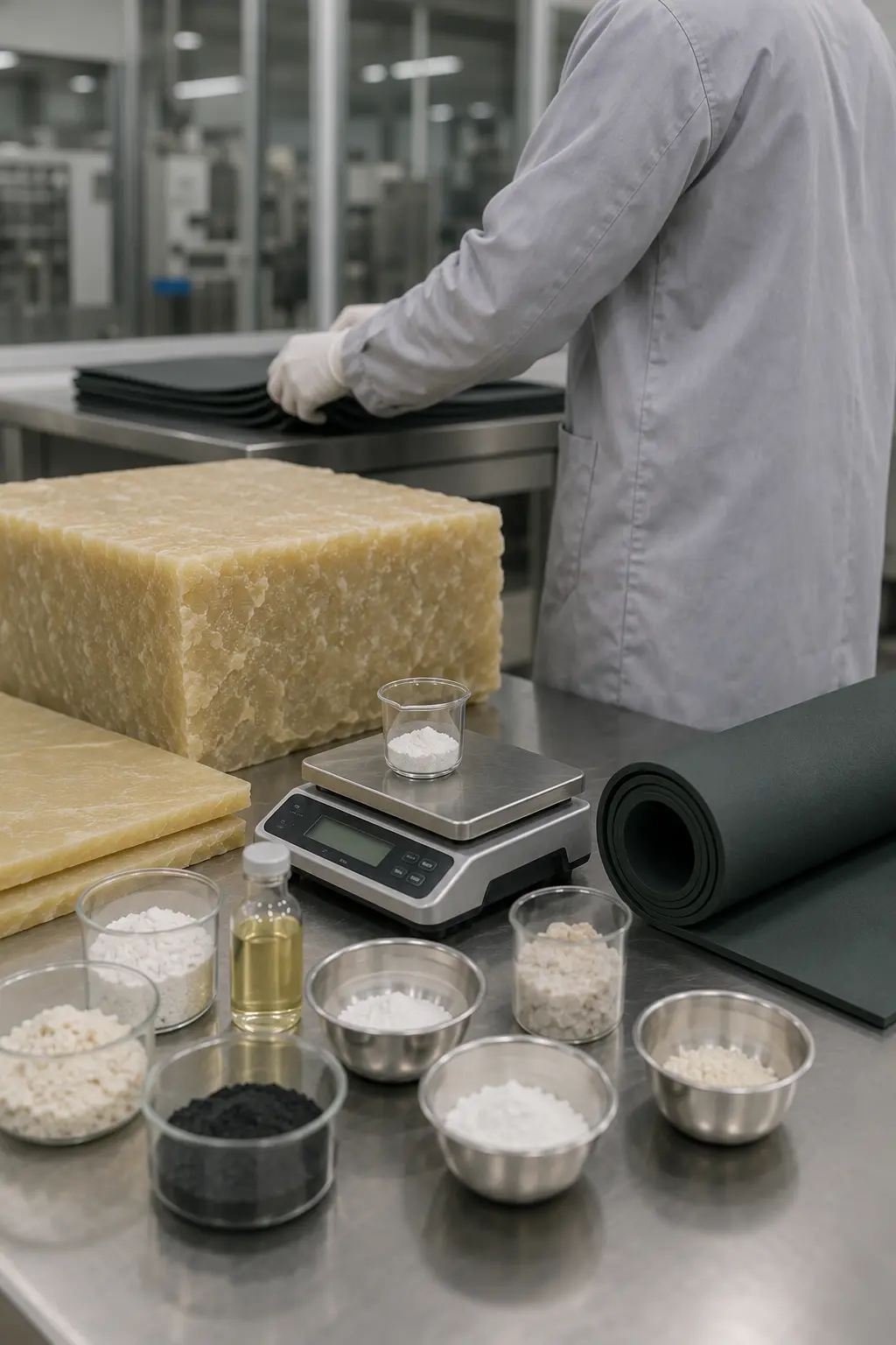 Natural rubber yoga mat formulation with raw rubber materials and production ingredients for OEM manufacturing