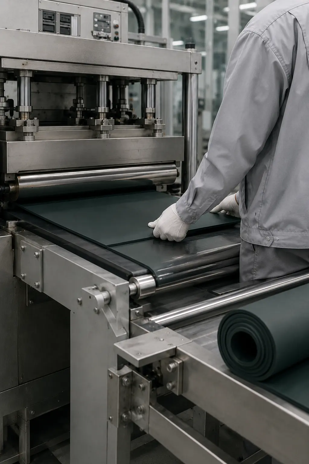 Rubber yoga mat vulcanization process with industrial pressing equipment for stable OEM production