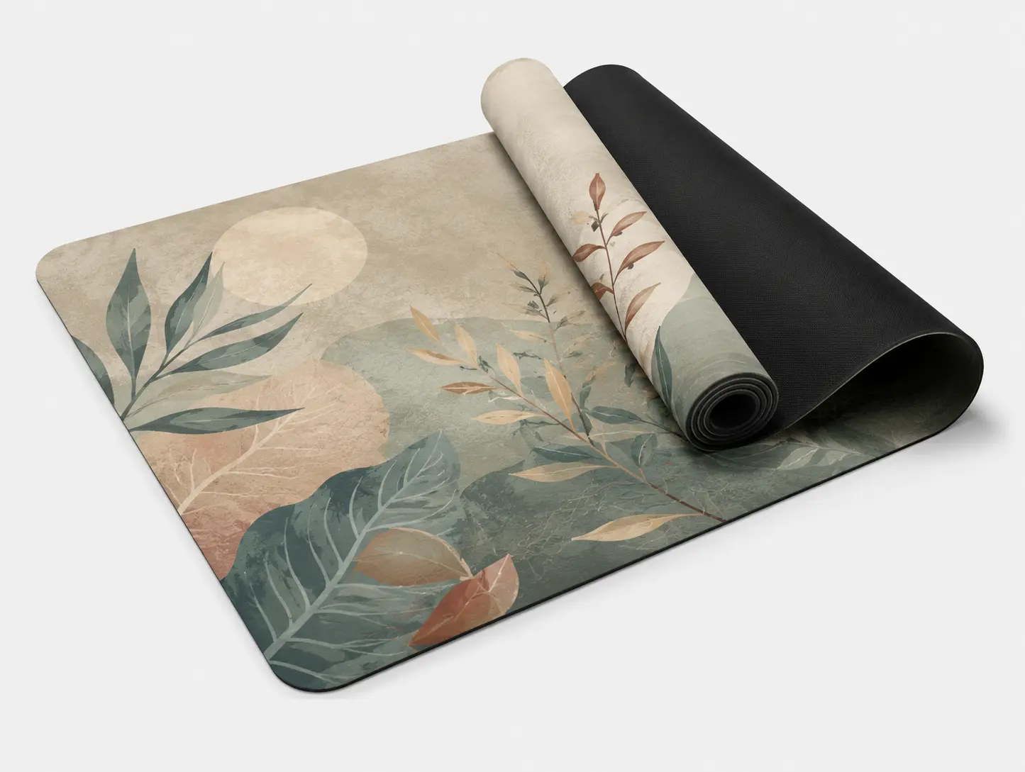 Suede and natural rubber yoga mat with soft printed suede surface and anti-slip rubber base
