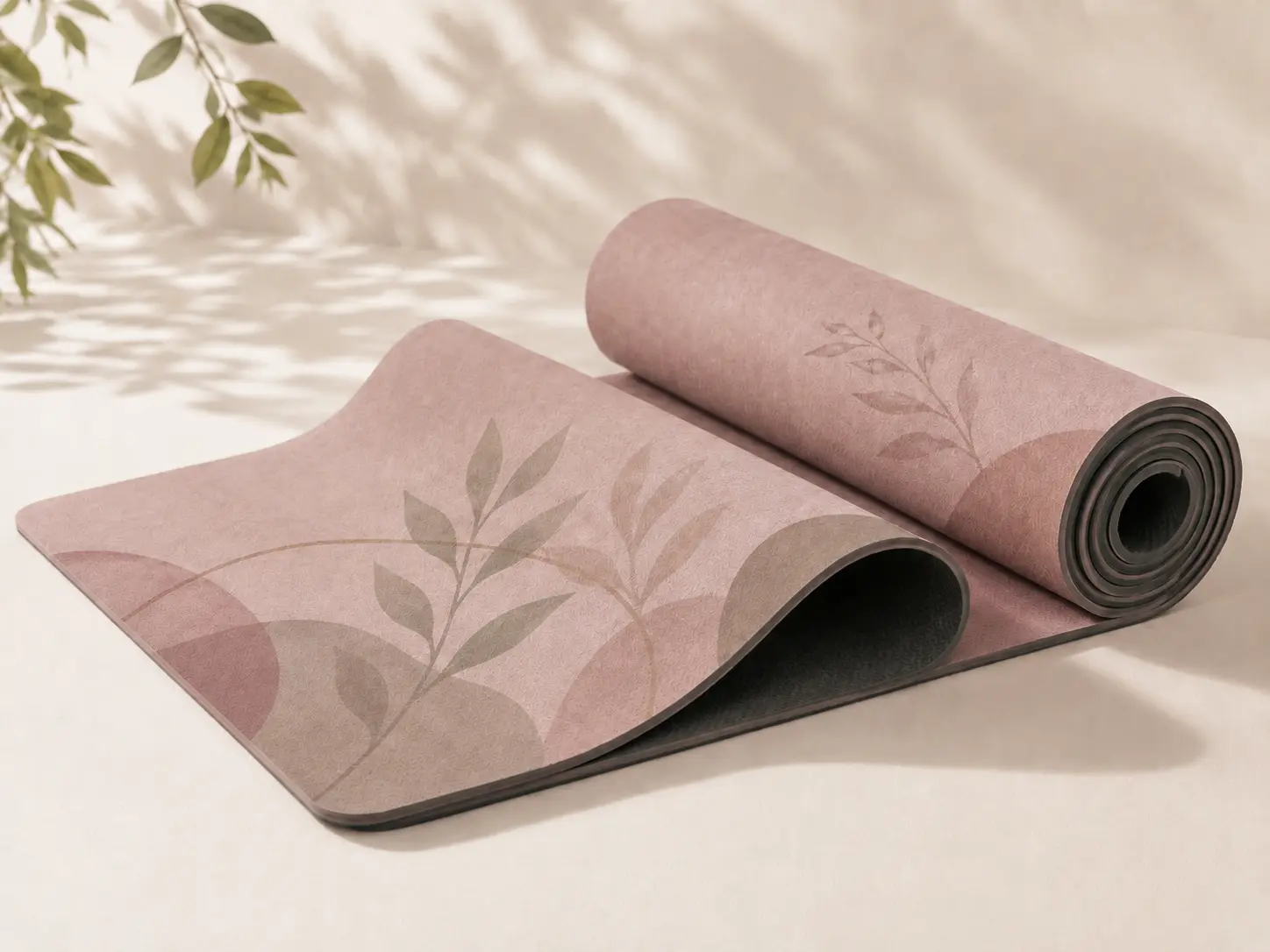 Printed suede yoga mat with soft microfiber surface and dark rubber backing for stylish custom yoga mat collections