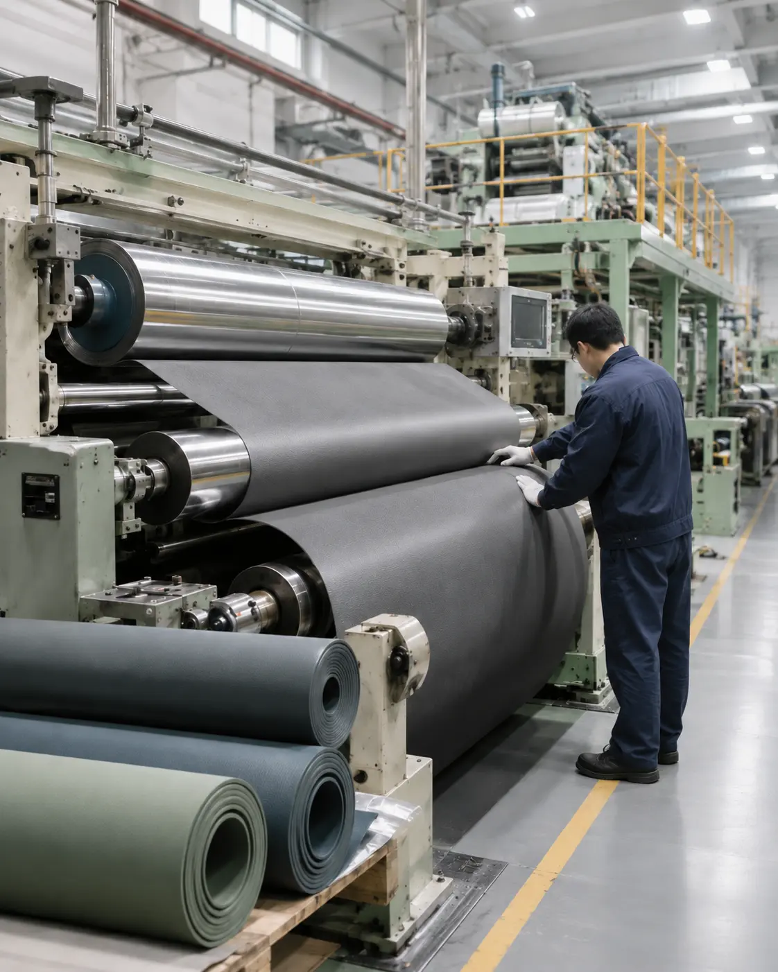 PVC yoga mat calendering production line for consistent thickness and surface quality