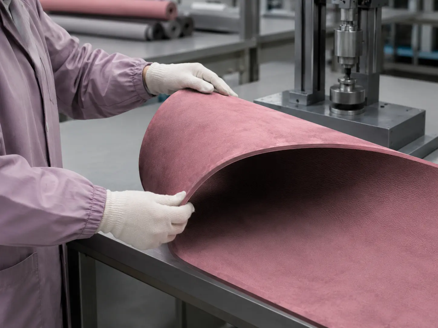 Lamination strength and durability testing for suede yoga mats to check bonding stability and structural performance