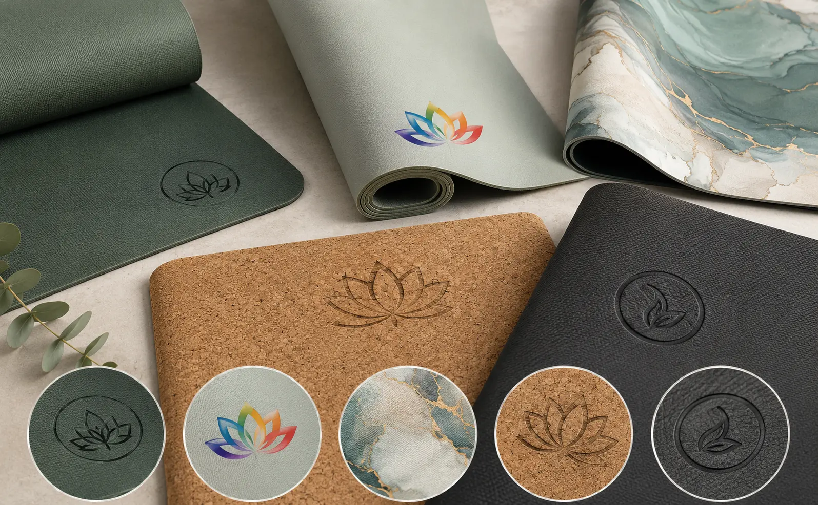 Comparison of screen printing, heat transfer, digital printing, laser engraving, and embossing on different yoga mat materials
